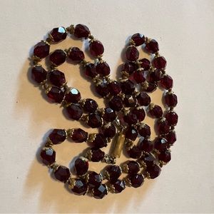 Mid century deep red gothic glass necklace